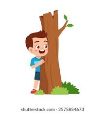 behind a tree